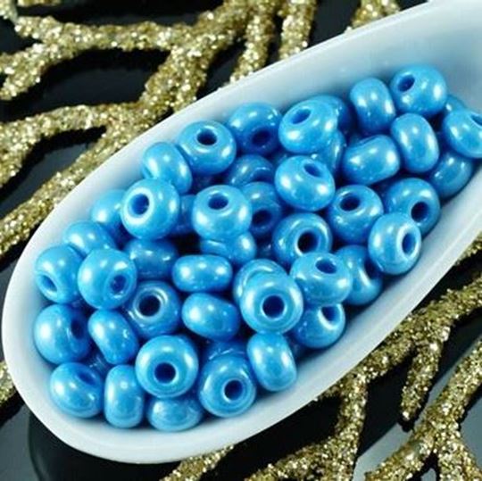 Blue Czech Glass "E" Beads